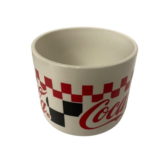 Vintage Coca-Cola Checkerboard Ceramic Mug 3" Tall White‎ & Red - Picture 2 of 6
